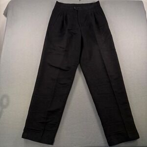 Conte di Milano Mens Black Pleated Cuffed Dress Pants 32x34 Rayon Blend Trousers